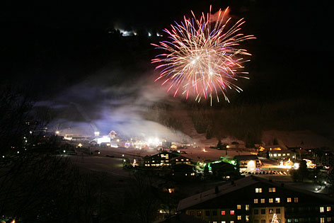 Feuerwerk nach dem Skiweltcup in Flachau
