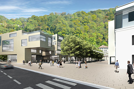 Visualisierung des Wohnprojekts "Citylife" am Rehrlplatz in der Stadt Salzburg am Kapuzinerberg