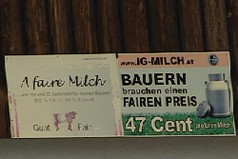 Schild "Faire Milch"
