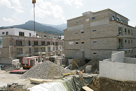 Baustelle einer Wohnsiedlung des gemeinnützigen Bauträgers Salzburg Wohnbau