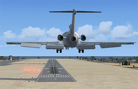 Simulation Flugsimulation auf Microsoft FSX Simulator Flugsimulator Boeing 727 Landung Jet Flugzeug