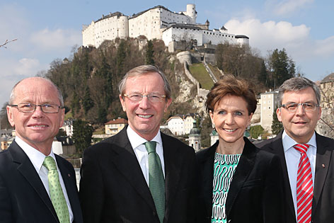 Das ÖVP-Team für die Wahl: Christian Stöckl, Wilfried Haslauer, Brigitta Pallauf, Josef Schwaiger (von links nach rechts)