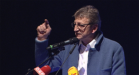 Karl Schnell FPÖ Landesparteichef bei Wahlkampfstart im Stieglkeller