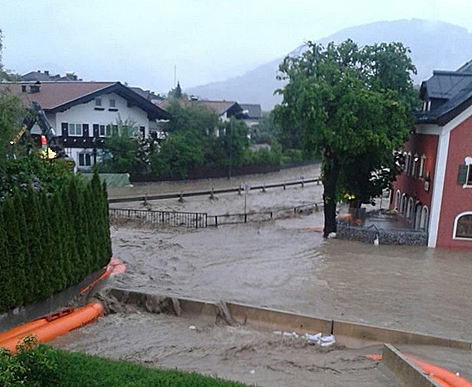 Hochwasser Flut Urslau Saalfelden Brückenwirt