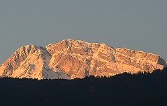 Hoher Göll Berchtesgadener Alpen Ostwand Alpenglühen Morgenrot Sonnenaufgang Berge Gebirge Alpen