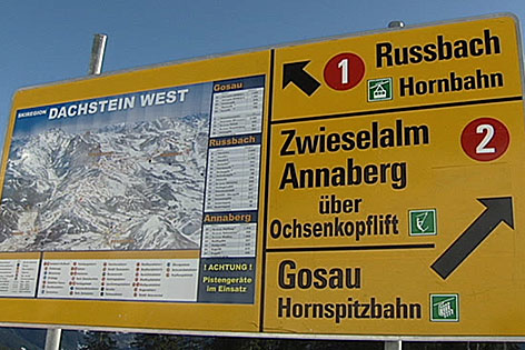 Übersichtskarte des Skigebiets Dachstein West Rußbach - Annaberg - Gosau