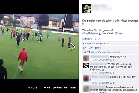 Facebook-Hetze beim Platzsturm in Bischofshofen beim Spiel Maccabi Haifa gegen OSC Lille