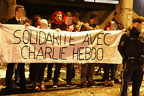 Identitären bei der Salzburger Mahnwache nach dem "Charlie Hebdo" Attentat in Paris