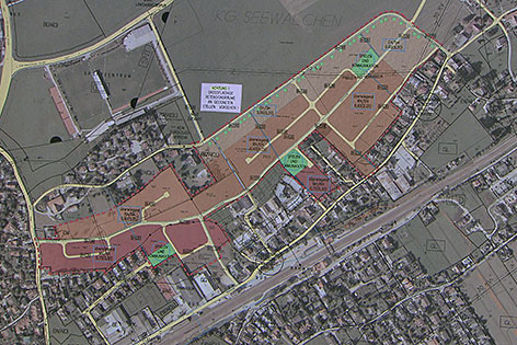 Plan mit eingetragenen Raumordnungszonen in Gemeinde