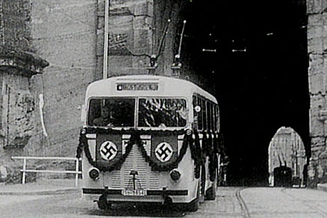 Erster Obus im Jahr 1940 in der Stadt Salzburg