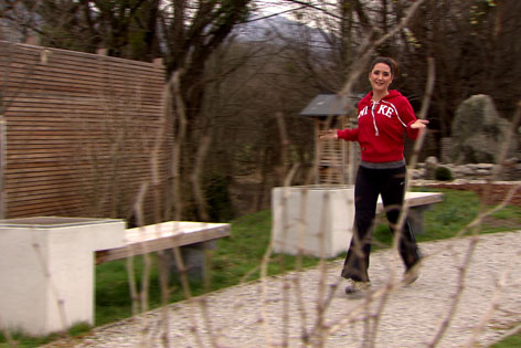 Eva Köck joggt im Fernsehgarten.