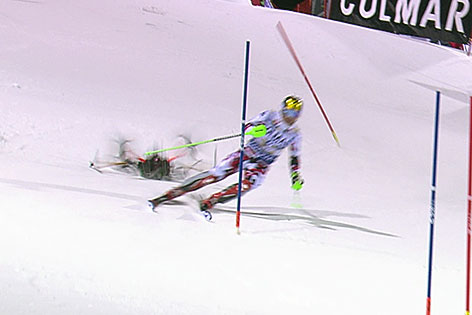 Drohnencrash hinter Marcel Hirscher beim Slalom in Madonna di Campiglio