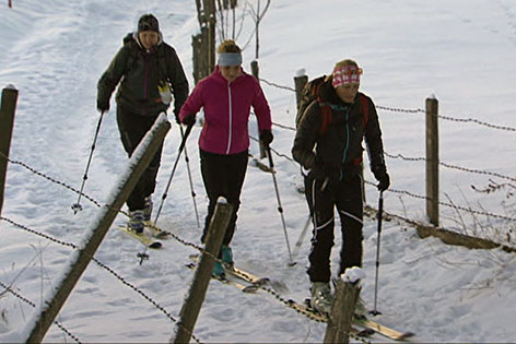 Skitourengehergruppe beim Aufstieg