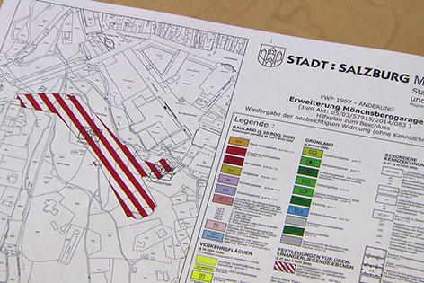 Flächenwidmungsplan der Stadt Salzburg für die Mönchsberggarage