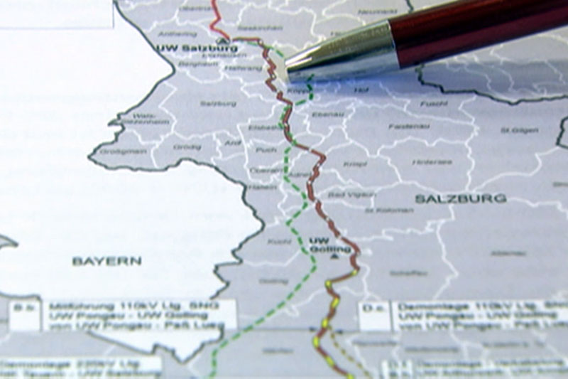 Verlauf der 380 kv Salzburgleitung durch das Land Salzburg