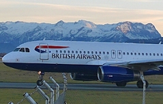 British Airways Jet Flugzeug Flugreisen Fliegen Flug Airport Salzburg Flughafen Airbus
