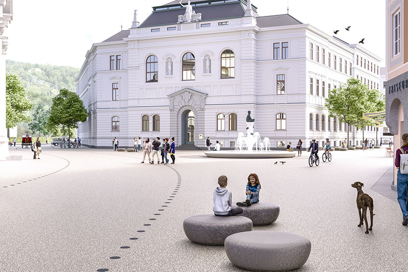 Pläne für die Neugestaltung des Kajetanerplatzes in der Stadt Salzburg
