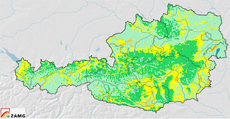 Karte mit der Waldbrandgefahr in Österreich am 31. Juli 2018