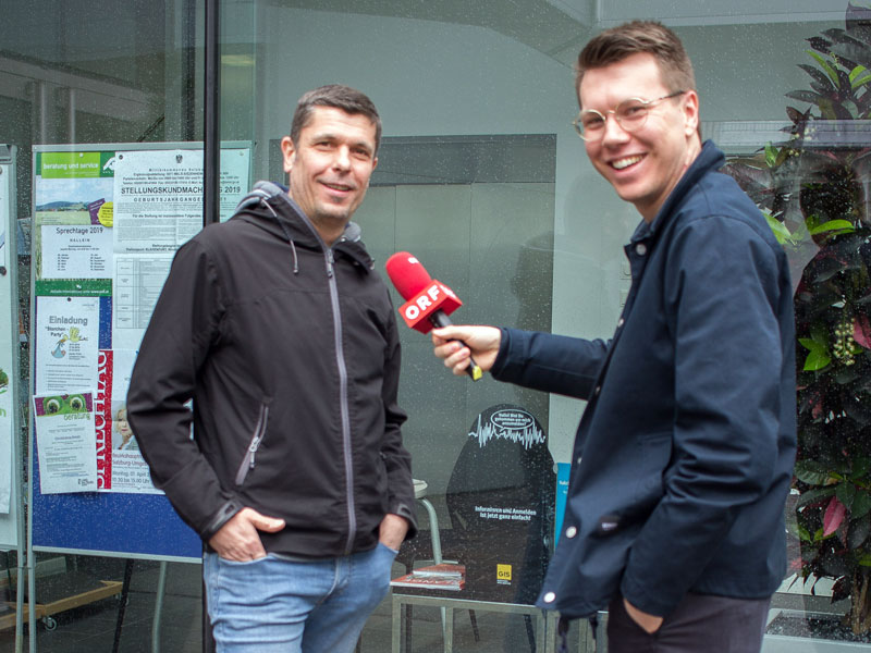 Armin Keuschnigg und ORF Reporter Florian Hörmann